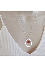 Halskette mit Kieselsteinen aus Sterlingsilber • Karneol 01